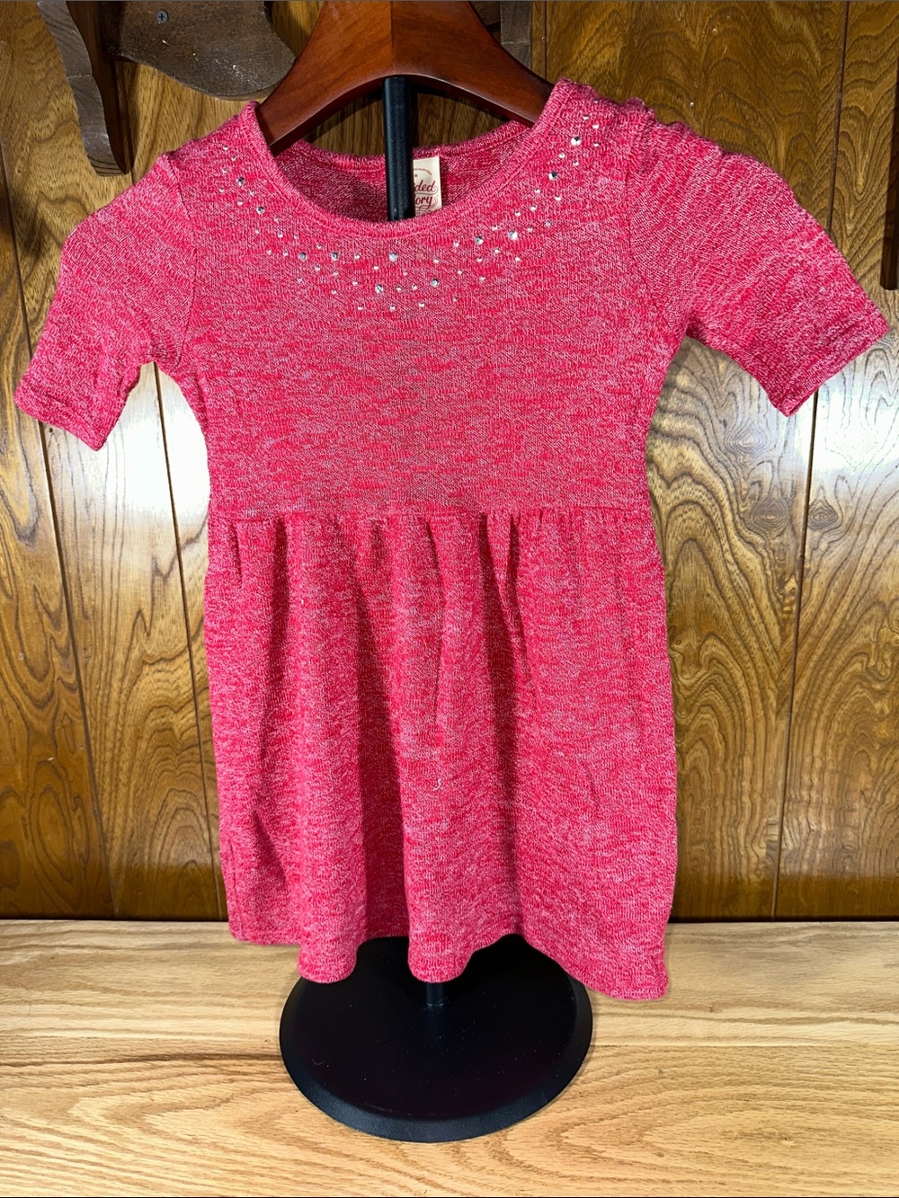 🎉Faded Glory Pink Knit Dress with Rhinestone Detail. D413